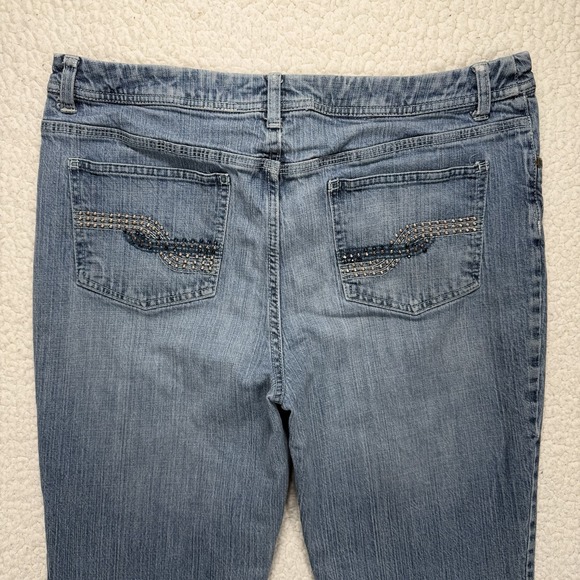 Boho Western Flare Jeans Women's 14 (34x31) Y2K Festival Cowgirl Rodeo Glam - Picture 4 of 12